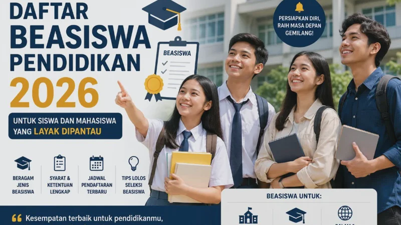 Daftar Beasiswa Pendidikan 2026 untuk Siswa dan Mahasiswa yang Layak Dipantau