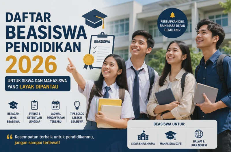 Daftar Beasiswa Pendidikan 2026 untuk Siswa dan Mahasiswa yang Layak Dipantau