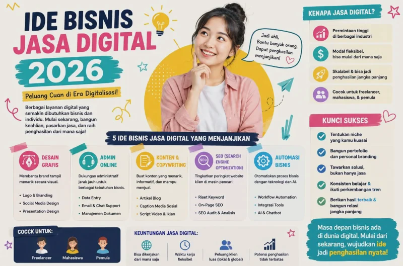 Ide Bisnis Jasa Digital 2026: Desain, Admin Online, Konten, SEO, dan Automasi