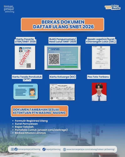 Bukti Lulus SNBT 2026 untuk Daftar Ulang PTN, Ini Dokumen yang Dibutuhkan
