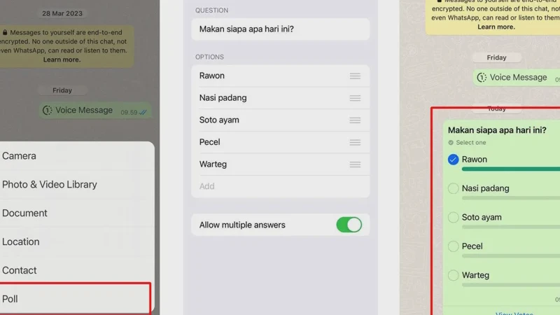 Cara Membuat Polling WhatsApp di Grup dan Chat Pribadi Paling Mudah