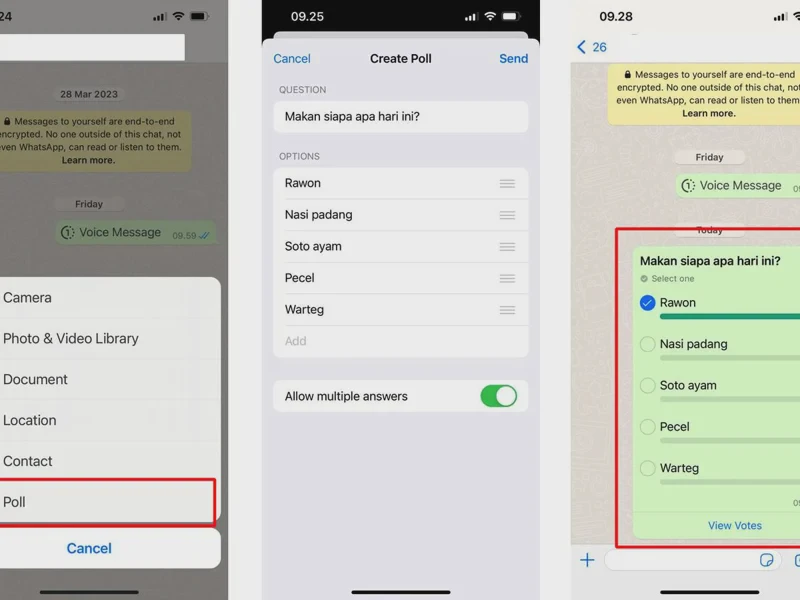 Cara Membuat Polling WhatsApp di Grup dan Chat Pribadi Paling Mudah