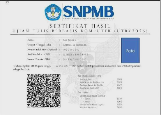Cara Unduh Sertifikat UTBK 2026 untuk Daftar Jalur Mandiri PTN