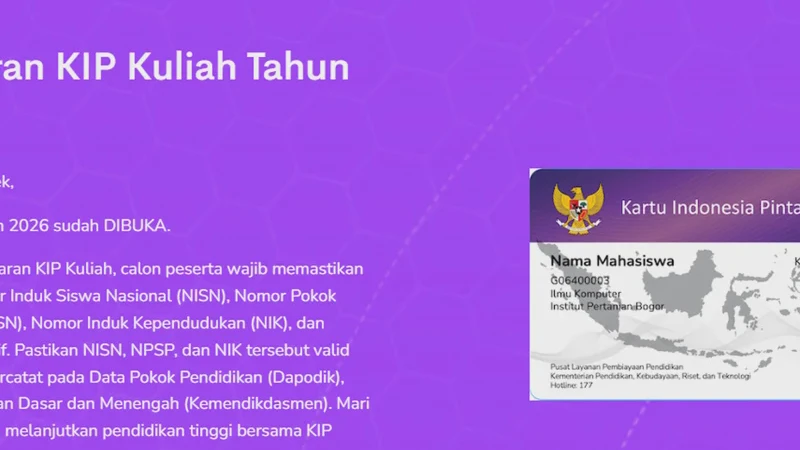 Cara Update Data KIP Kuliah 2026 untuk Daftar Jalur Mandiri