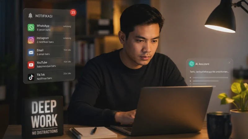Deep Work di Era Notifikasi dan AI: Cara Fokus di Tengah Distraksi