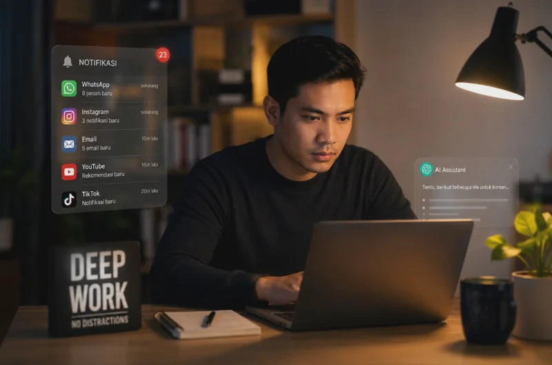 Deep Work di Era Notifikasi dan AI: Cara Fokus di Tengah Distraksi