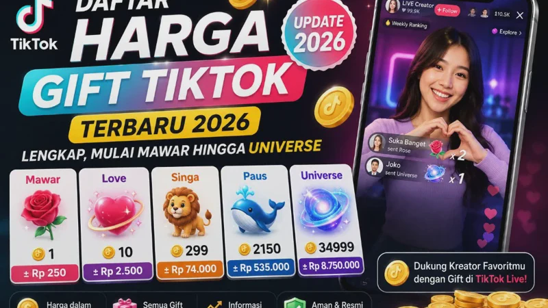 Daftar Harga Gift TikTok Terbaru 2026 Lengkap, Mulai Mawar hingga Universe