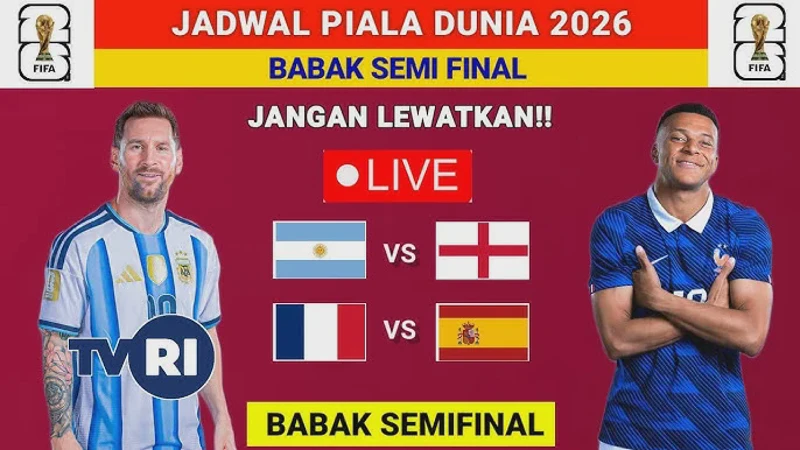 Jadwal Siaran Langsung Semifinal Piala Dunia 2026 Prancis vs Spanyol di TVRI Malam Ini
