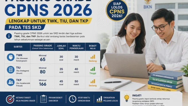 Passing Grade CPNS 2026 Lengkap untuk TWK, TIU, dan TKP pada Tes SKD