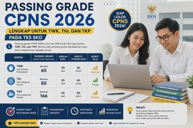 Passing Grade CPNS 2026 Lengkap untuk TWK, TIU, dan TKP pada Tes SKD
