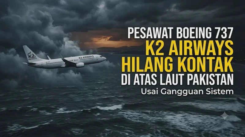 Pesawat Boeing 737 K2 Airways Hilang Kontak di Atas Laut Pakistan Usai Gangguan Sistem