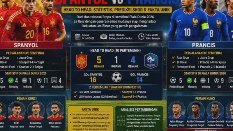 Prediksi Skor Prancis vs Spanyol di Piala Dunia 2026: Siapa yang Melaju ke Final?