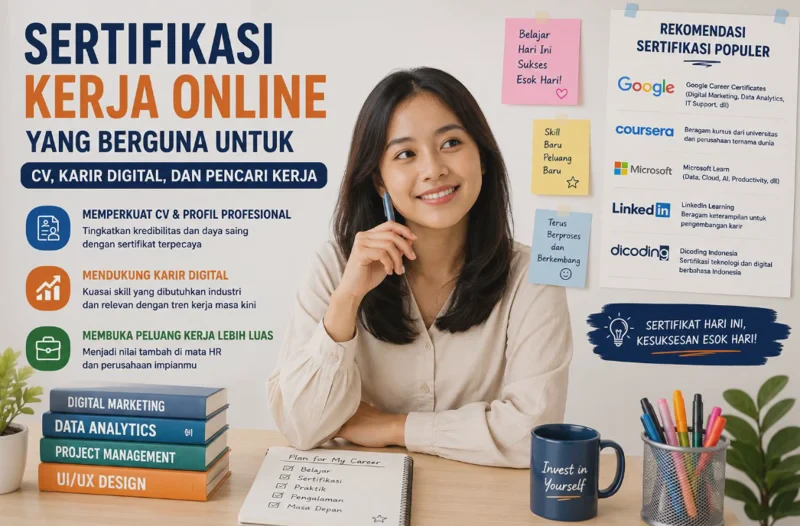 Sertifikasi Kerja Online yang Berguna untuk CV, Karir Digital, dan Pencari Kerja
