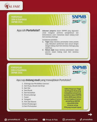 SNBT 2026 untuk Prodi Seni dan Olahraga, Ini Ketentuan Portofolio