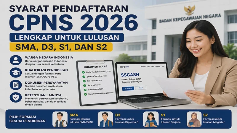 Syarat Pendaftaran CPNS 2026 Lengkap untuk Lulusan SMA, D3, S1, dan S2