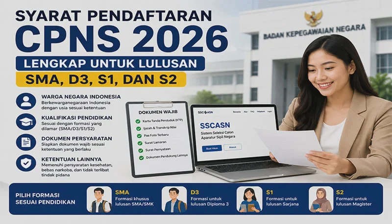 Syarat Pendaftaran CPNS 2026 Lengkap untuk Lulusan SMA, D3, S1, dan S2