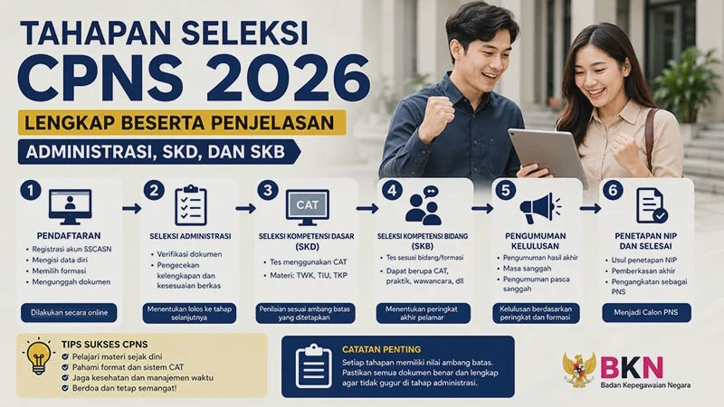 Tahapan Seleksi CPNS 2026 Lengkap Beserta Penjelasan Administrasi, SKD, dan SKB
