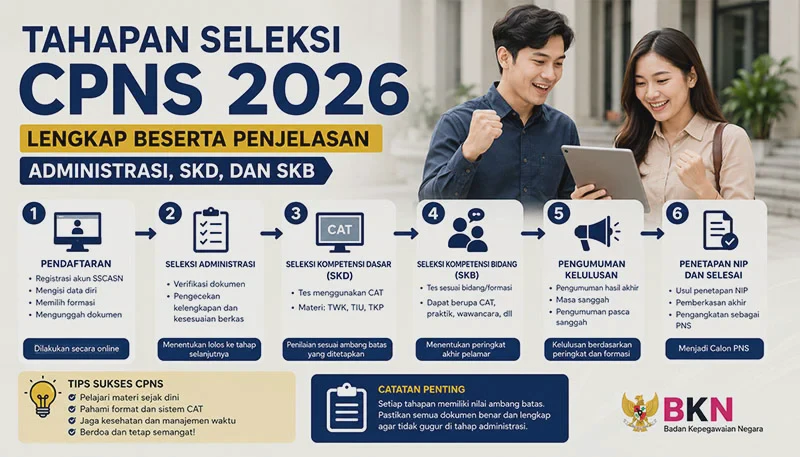 Tahapan Seleksi CPNS 2026 Lengkap Beserta Penjelasan Administrasi, SKD, dan SKB