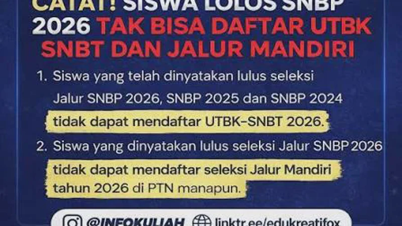 Tidak Lolos SNBP 2026, Apakah Bisa Daftar SNBT? Ini Aturan dan Jadwalnya