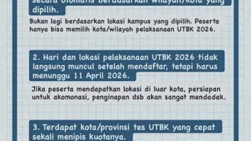 UTBK 2026 Hanya Boleh Ikut Satu Kali, Ini Aturan yang Wajib Dipahami